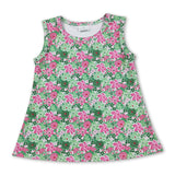 Sleeveless pink green floral kids girls activewear top