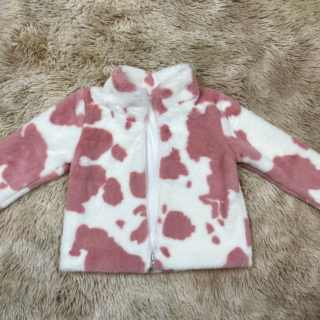 Long sleeves pink bow girls western zipper jacket