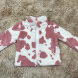 Long sleeves pink bow girls western zipper jacket