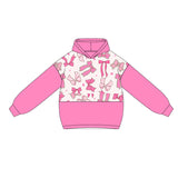 Long sleeves pink bow kids girls hoodie