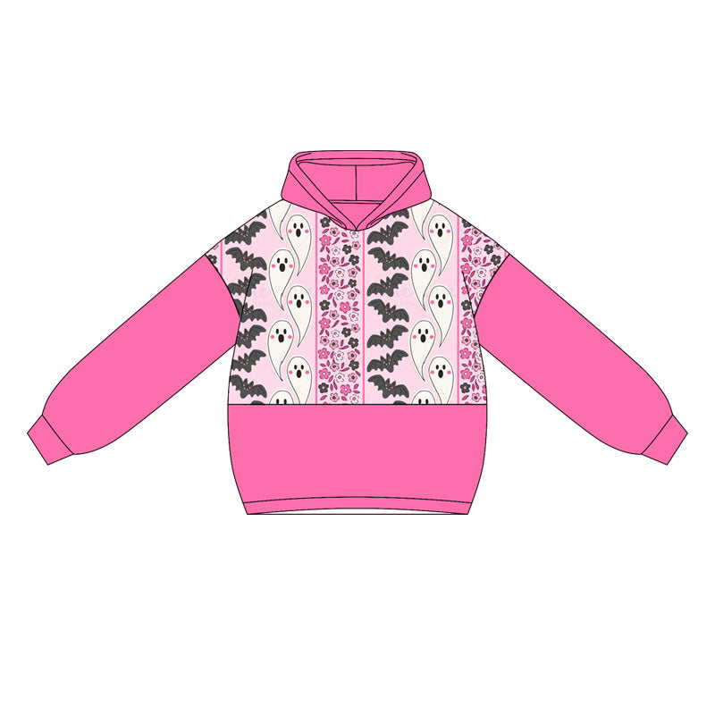 Pink long sleeves bat ghost kids girls Halloween hoodie