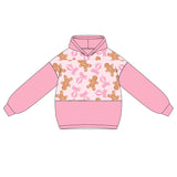 Long sleeves pink gingerbread bows girls Christmas hoodie