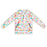 Long sleeves colorful leopard zipper girls activewear pullover