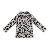 Long sleeves khaki leopard zipper girls activewear pullover