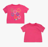 Short sleeves hot pink smile kids girls summer shirt