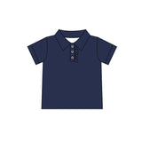 Short sleeves navy ruffle kids girls summer polo shirt