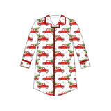 Long sleeves Christmas tree truck women Christmas sleepwear top
