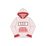 Red polka dots dog plaid pocket duck kids girls hoodie