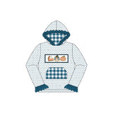 Blue polka dots dog turkey pumpkin girls Thanksgiving hoodie
