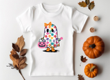 Short sleeves floral pumpkin basket boo girls Halloween shirt