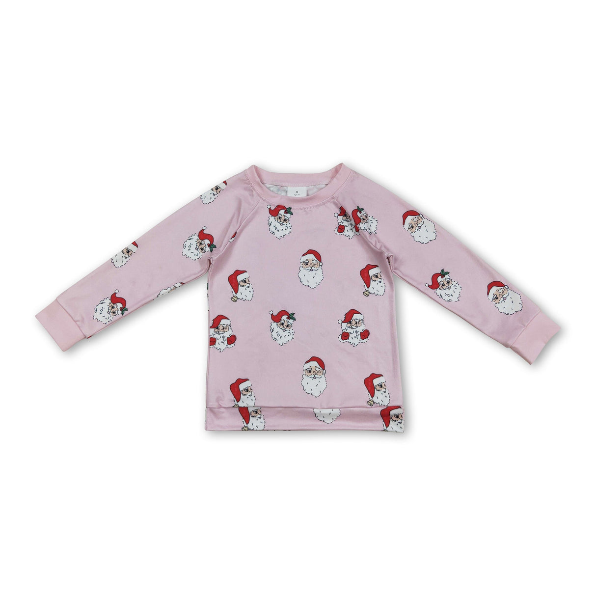 Pink long sleeves santa kids girls Christmas shirt