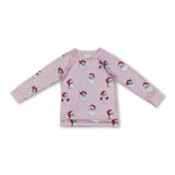 Pink long sleeves santa kids girls Christmas shirt