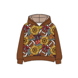 Brown long sleeves football sunflower girls hoodie
