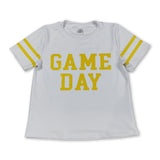White gold short sleeves game day kids girls activewear top