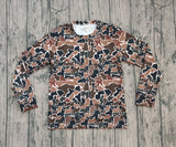 Long sleeves dark camo hunting adult women shirt