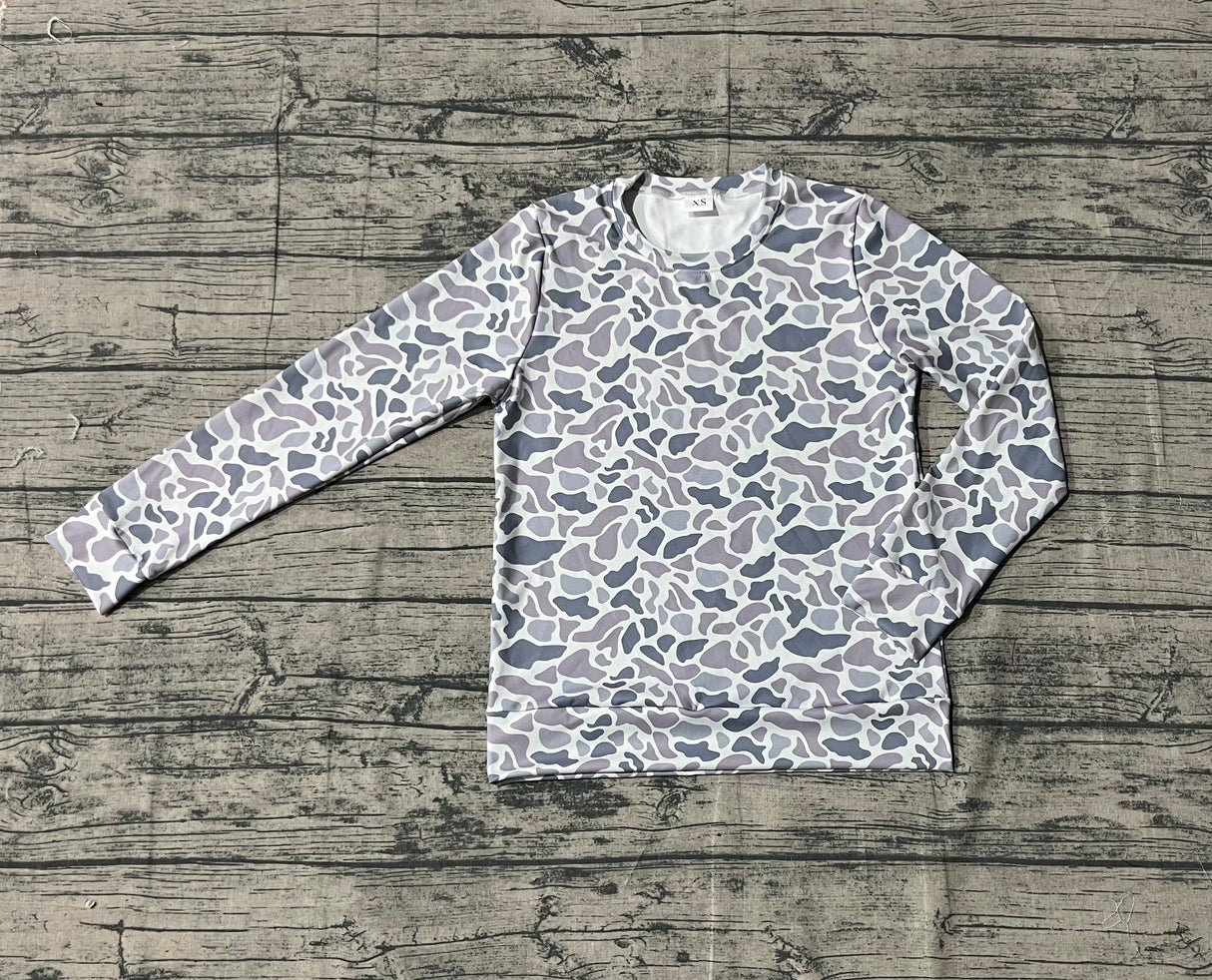 Long sleeves grey camo hunting adult women shirt