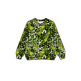 Long sleeves green face leopard kids girls Christmas shirt