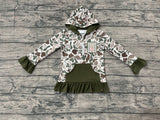 Ruffle pocket duck dog deer camo girls zipper pullover