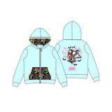 Patchwork print pockets skull girls Halloween jacket