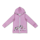 Pink green face pockets girls Christmas hooded jacket