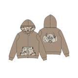 Long sleeves pocket deer camo girls hooded jacket