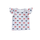 Flutter sleeves orange black bows baby girls shirt