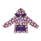Long sleeves leopard ghost girls Halloween zipper hoodie
