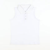White sleeveless kids girls activewear polo shirt