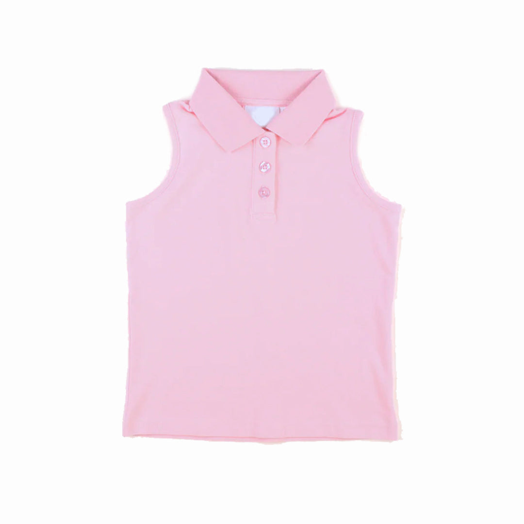 Pink sleeveless kids girls activewear polo shirt