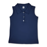 Navy sleeveless kids girls activewear polo shirt