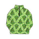 Long sleeves green face women zipper Christmas pullover