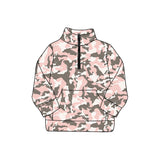 Long sleeves pink camo adult women zipper pullover