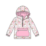 Long sleeves pink santa milk cookie girls Christmas hoodie