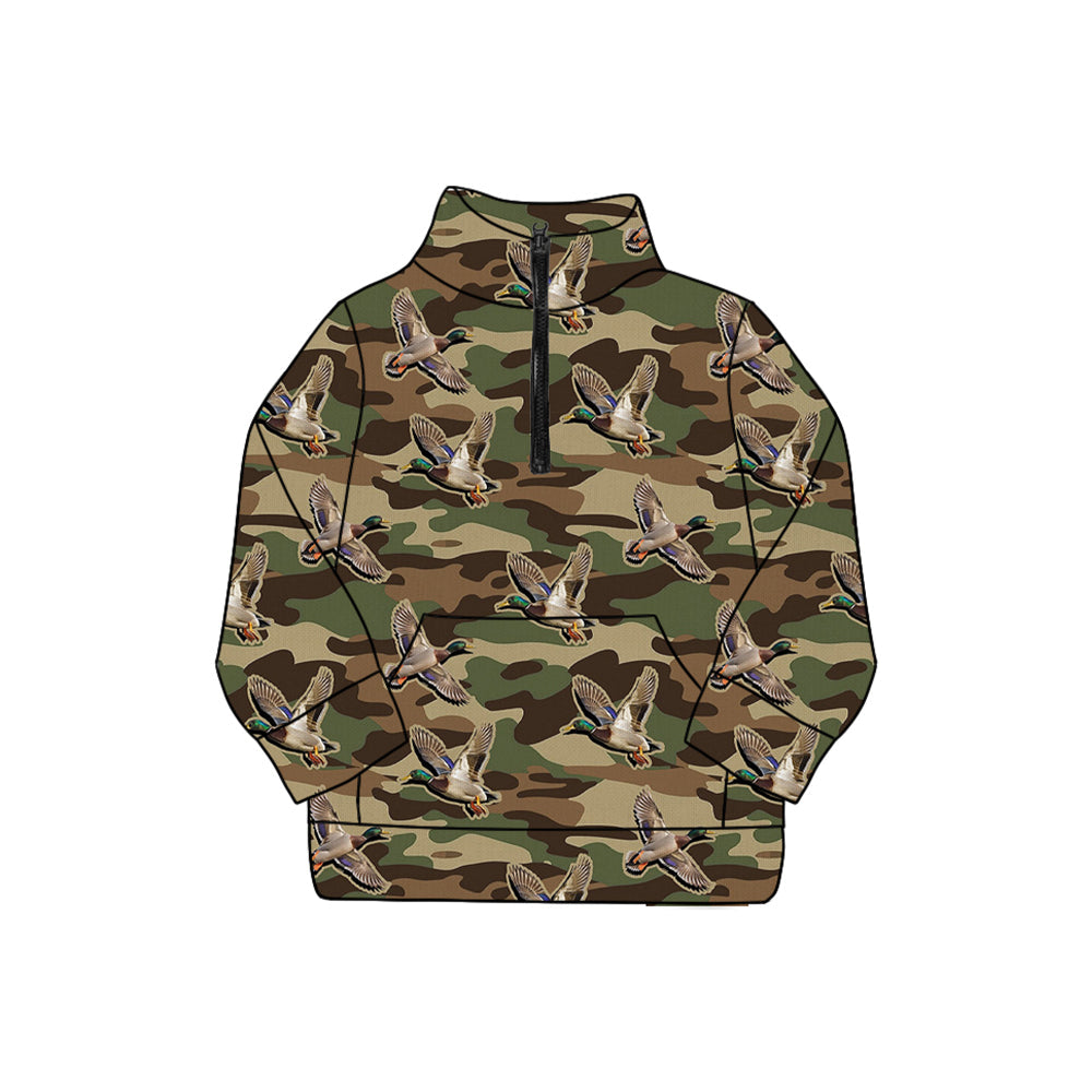 Long sleeves camo duck adult women zipper pullover