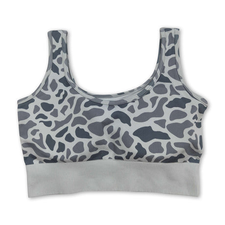 Grey camo sleeveless adult women activewear top