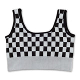 Black plaid sleeveless adult women activewear top