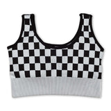 Black plaid sleeveless adult women activewear top