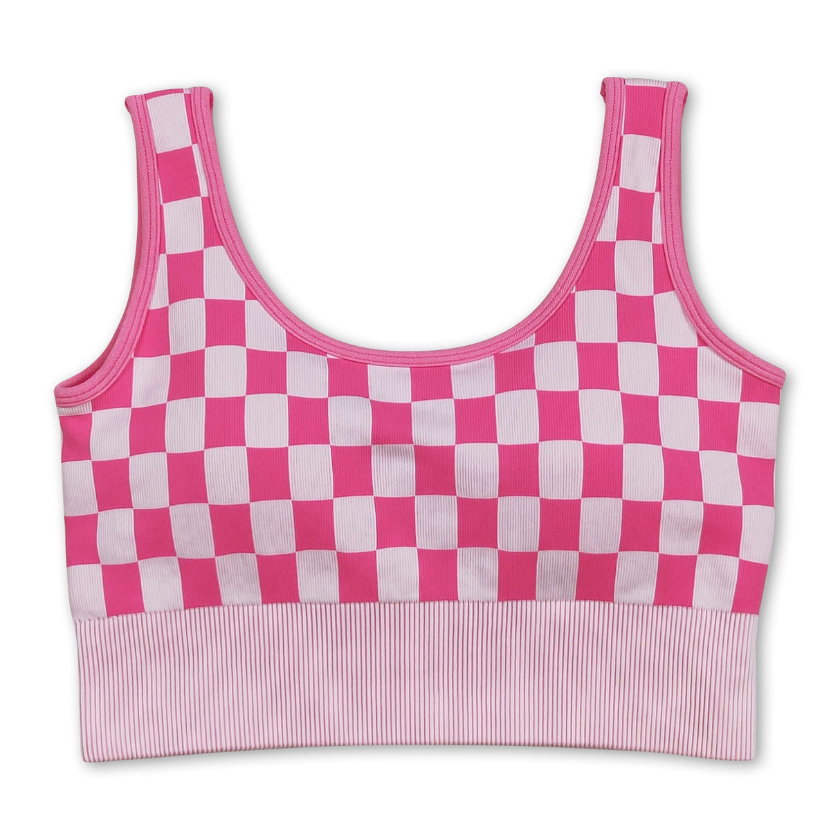 Pink plaid sleeveless adult women activewear top
