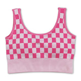 Pink plaid sleeveless adult women activewear top