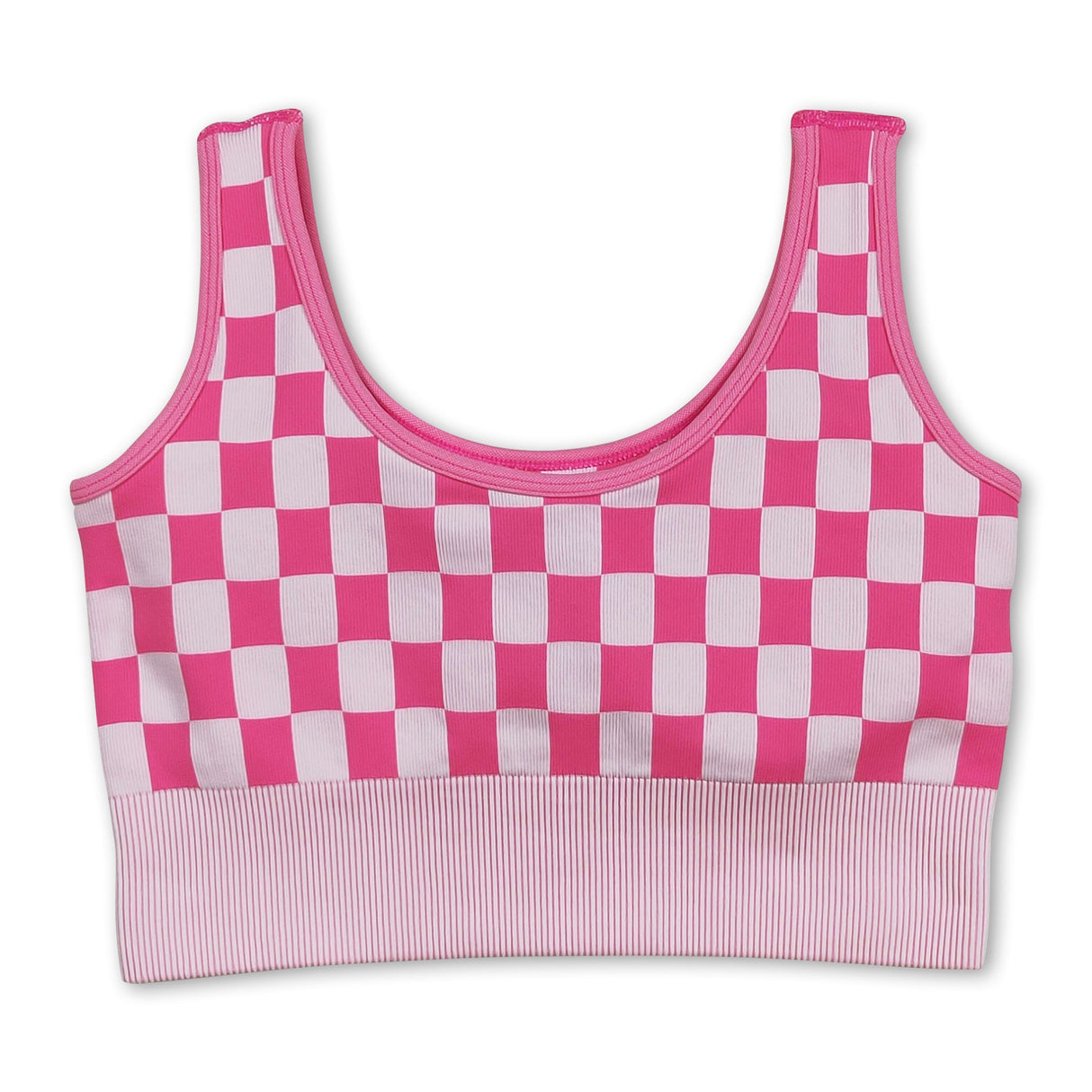 Pink plaid sleeveless adult women activewear top