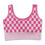Pink plaid sleeveless adult women activewear top