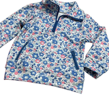 Long sleeves blue floral zipper pockets girls pullover