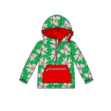 Green Christmas tree cake pocket girls zipper hoodie