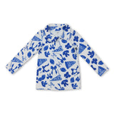 Blue bow football go team kids girls activewear top