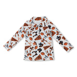 Orange bow football go team kids girls activewear top