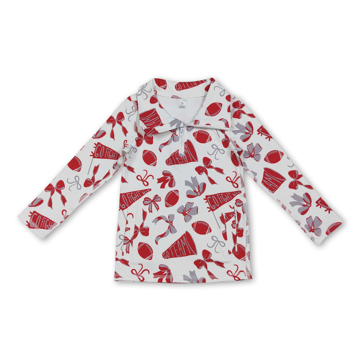 Red bow football go team kids girls activewear top
