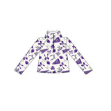 Purple bow football go team kids girls activewear top