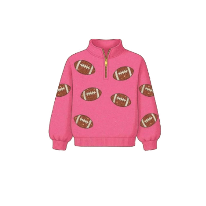 Long sleeves pink football adult women zipper hoodie