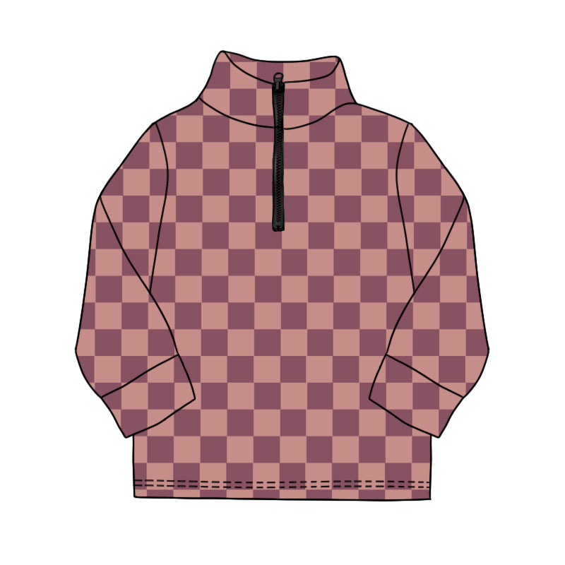 Long sleeves plaid adult women zipper hoodie