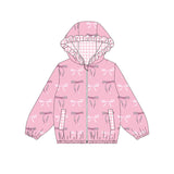 Pink bows plaid ruffle kids girls hooded jacket